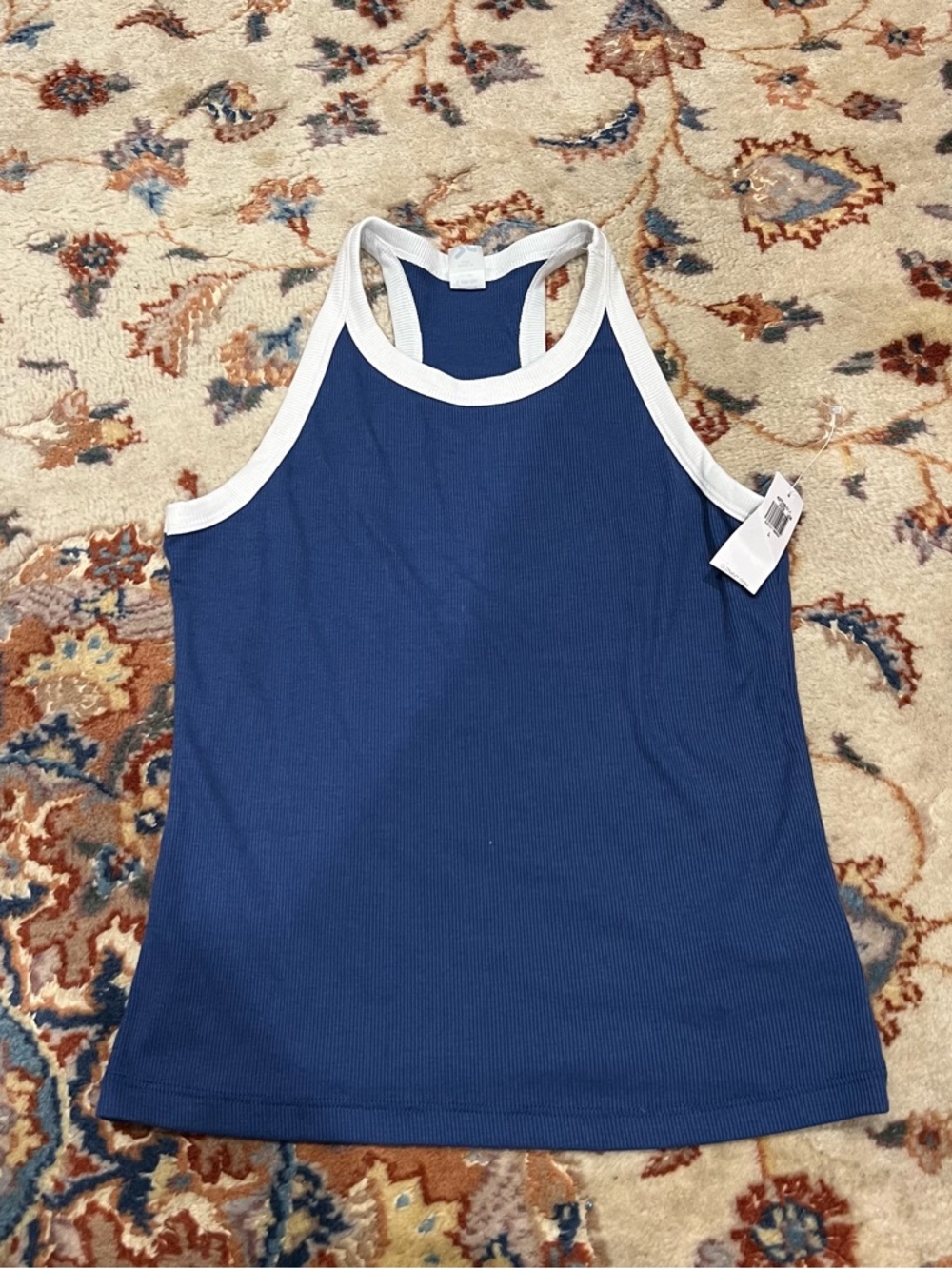 Old Navy Blue Racerback Tank with White Trim